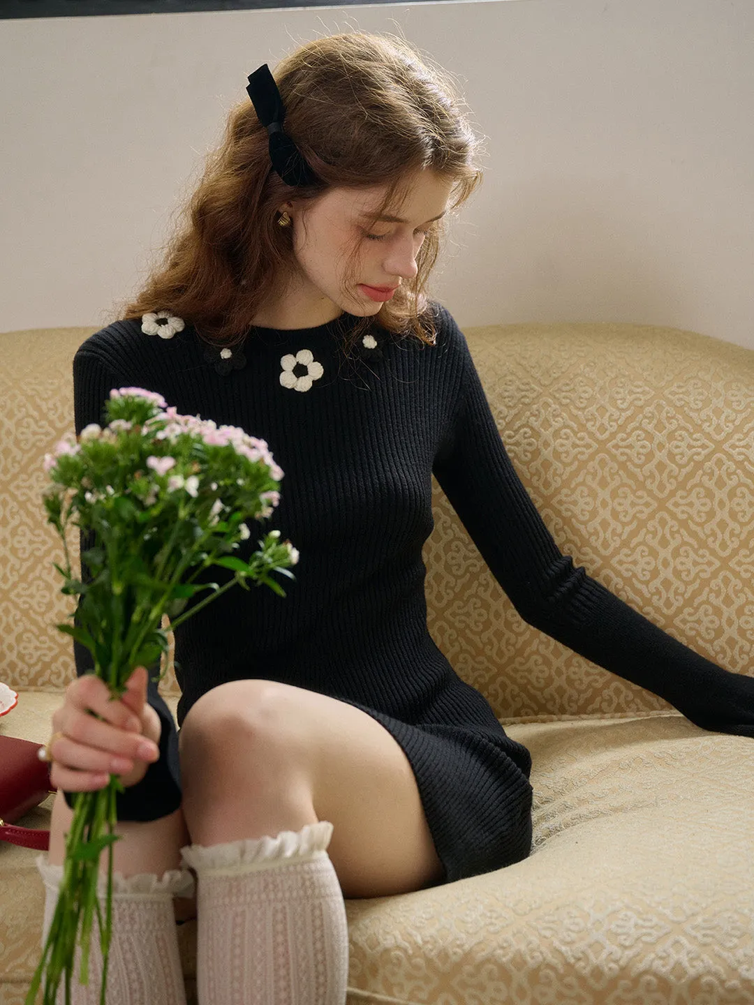 【Final Sale】Sierra 3D Floral Knit Dress