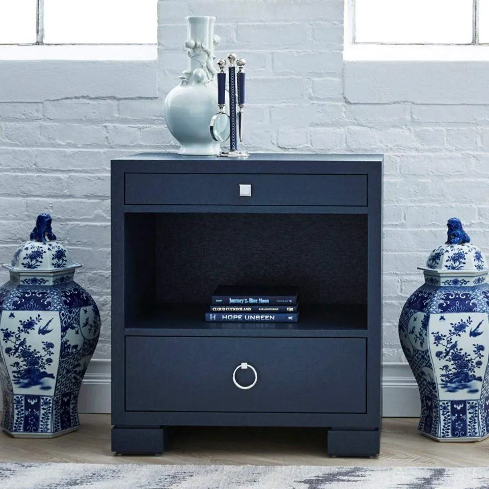 Frances 2-Drawer Side Table / Deep Navy