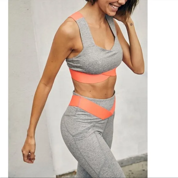 Free People Just Breathe Color Block Bra NWT, Heather Grey, S