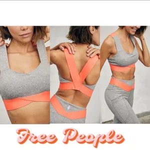 Free People Just Breathe Color Block Bra NWT, Heather Grey, S