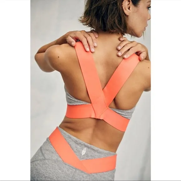 Free People Just Breathe Color Block Bra NWT, Heather Grey, S