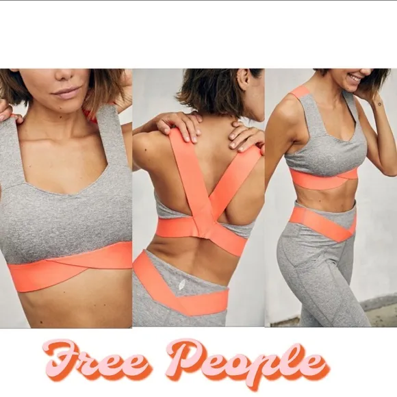 Free People Just Breathe Color Block Bra NWT, Heather Grey, S