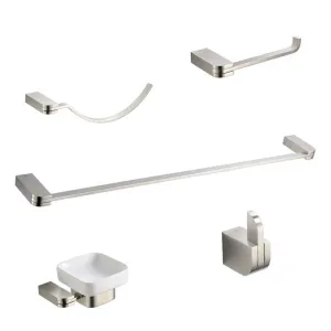 Fresca FAC1300BN Solido 5-Piece Bathroom Accessory Set - Brushed Nickel