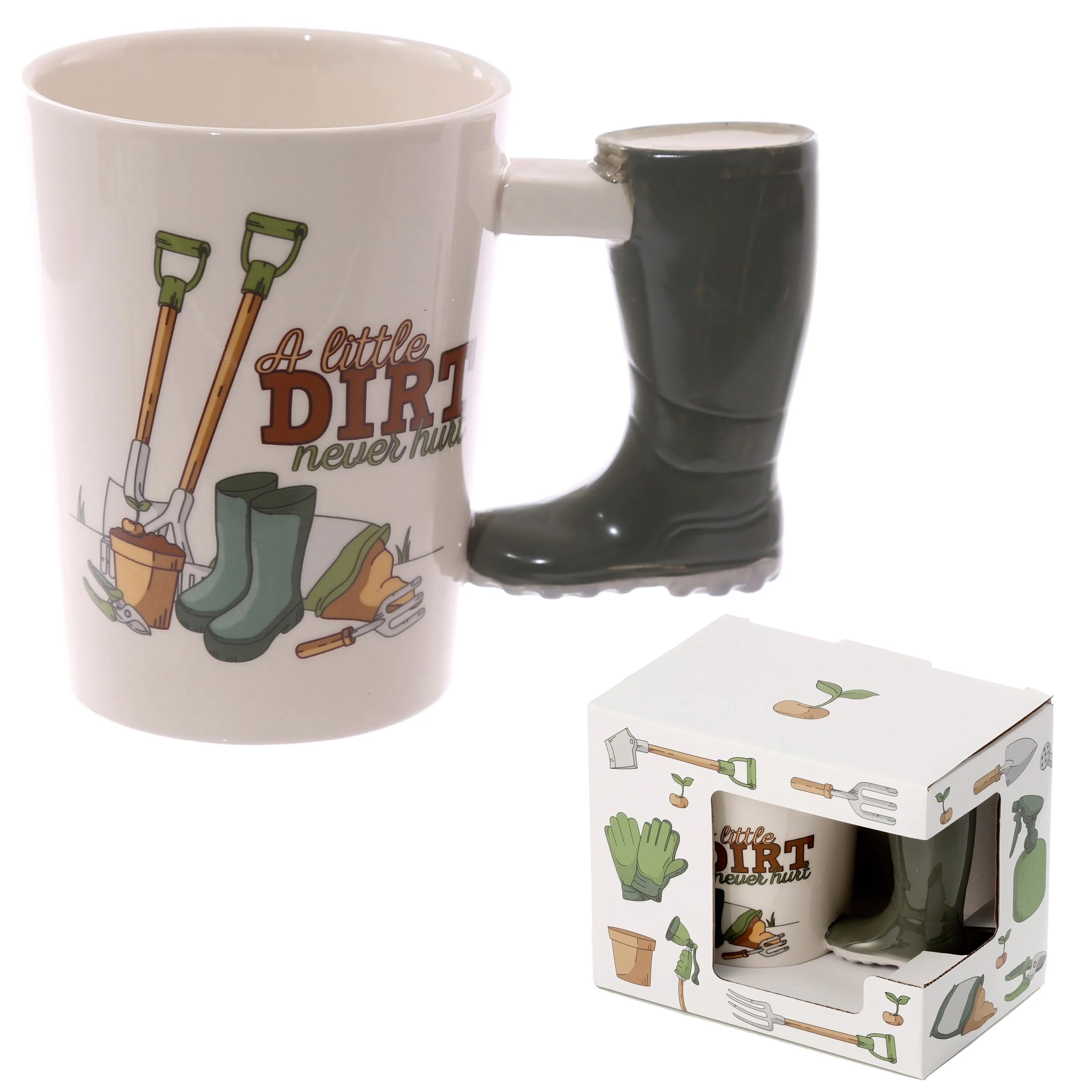 Fun Garden Wellington Shaped Handle Ceramic Mug