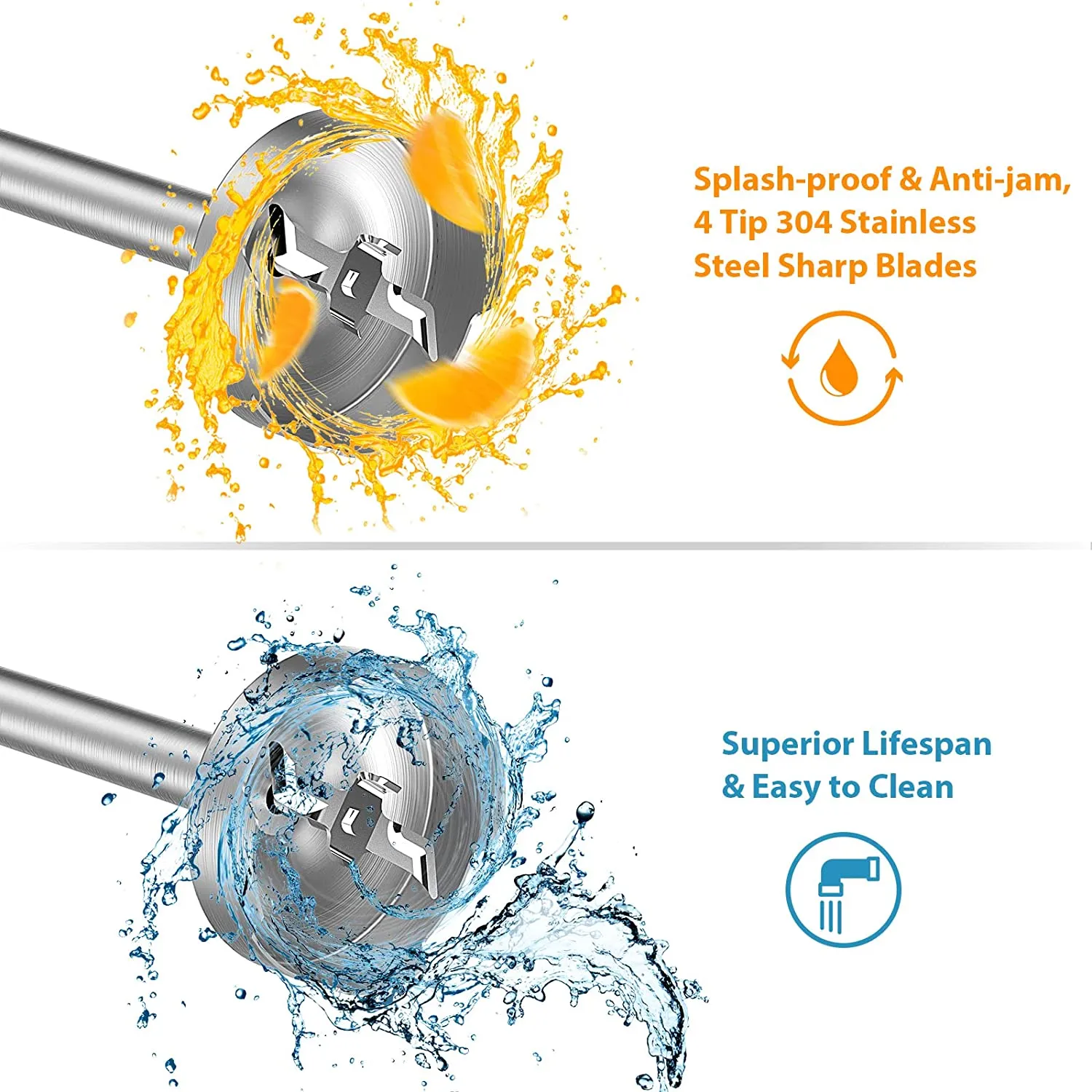 FUNAVO Immersion Hand Blender, 5-in-1 Multi-Function 12 Speed 800W Stainless Steel Handheld (DNSOA)