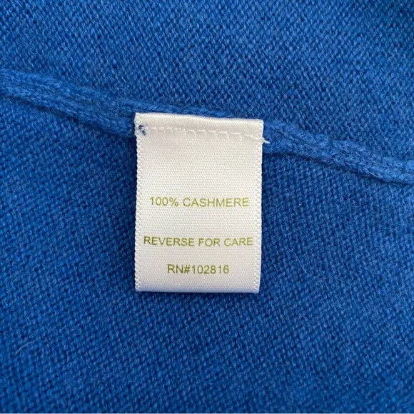 Garnet Hill Women's 100% Cashmere Turtleneck Colorblock Navy Blue Sweater L