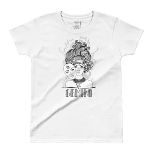Gemini T Shirt Zodiac Round Neck White Cotton T-Shirt for Women
