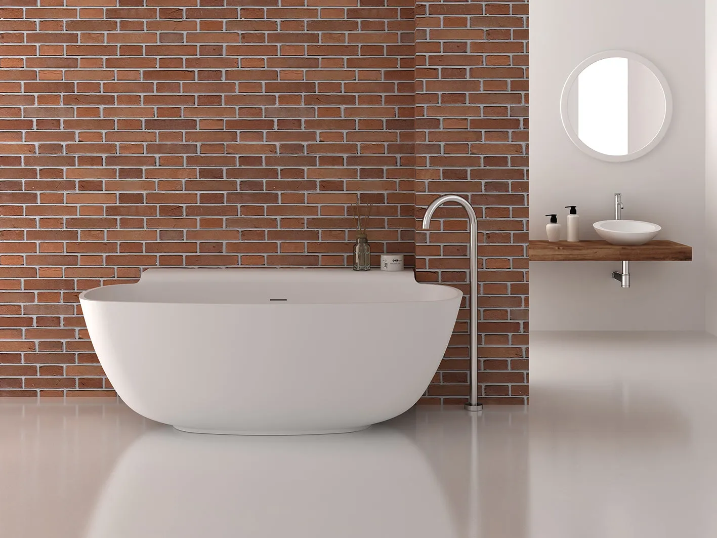 Gia Small Back-to-Wall Oval Bath - 1580mm - G6576