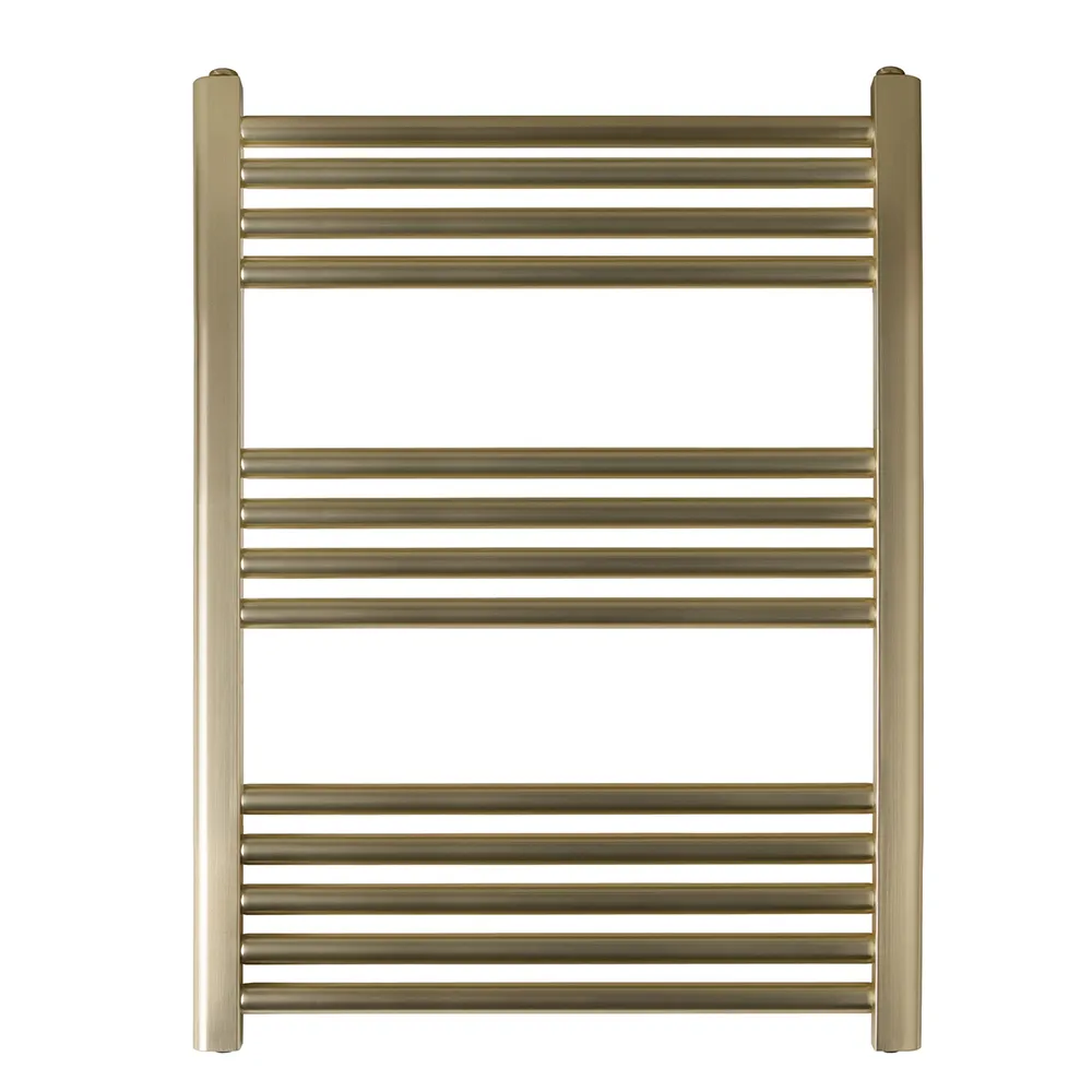 Gold Heated Towel Rail 800mm x 600mm Dual Fuel  – Brushed Brass