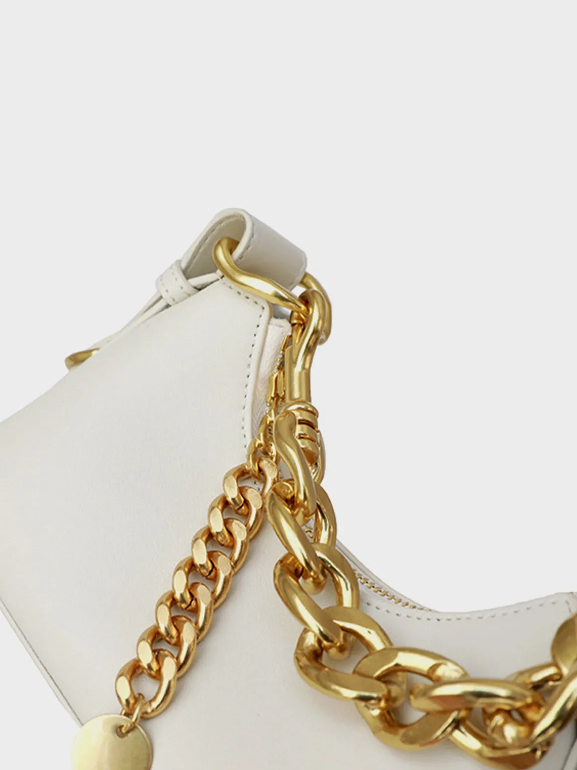 Golden Chunky Chain Froggy Shoulder Bag French Baguette Bag Pillow Bag