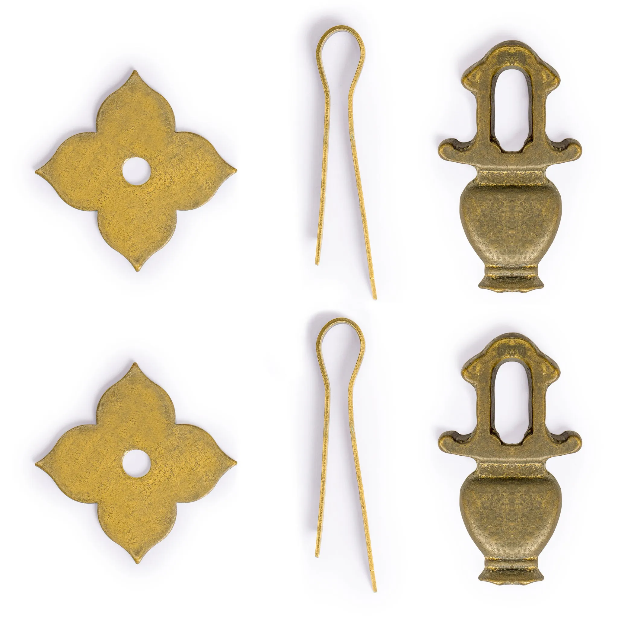 Golden Furnace and Flower Pulls 2.1" - Set of 2