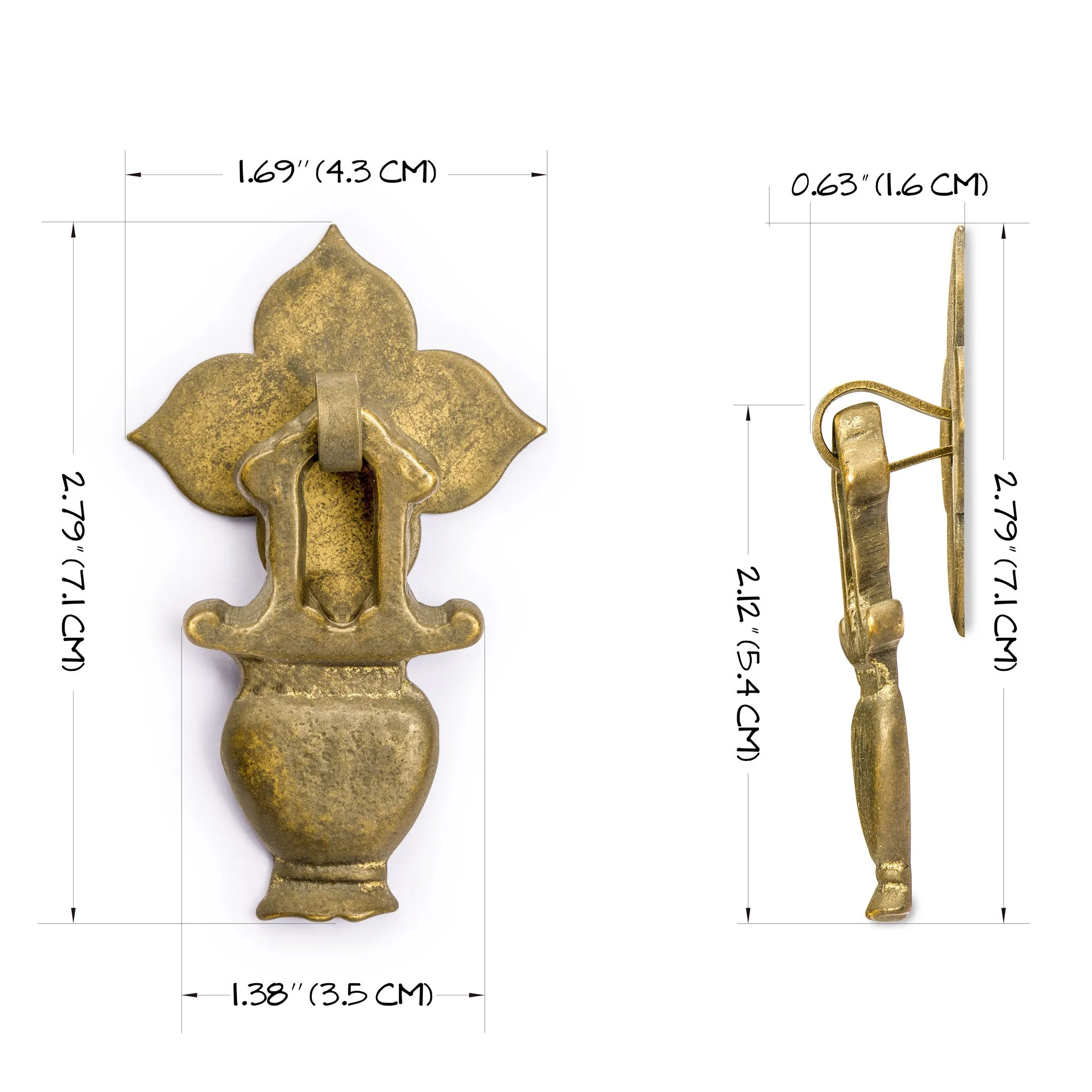 Golden Furnace and Flower Pulls 2.1" - Set of 2