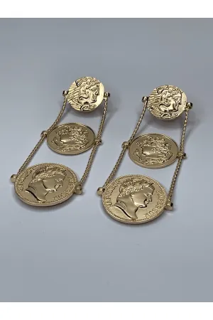 Graduated Triple Strand Coin Earrings