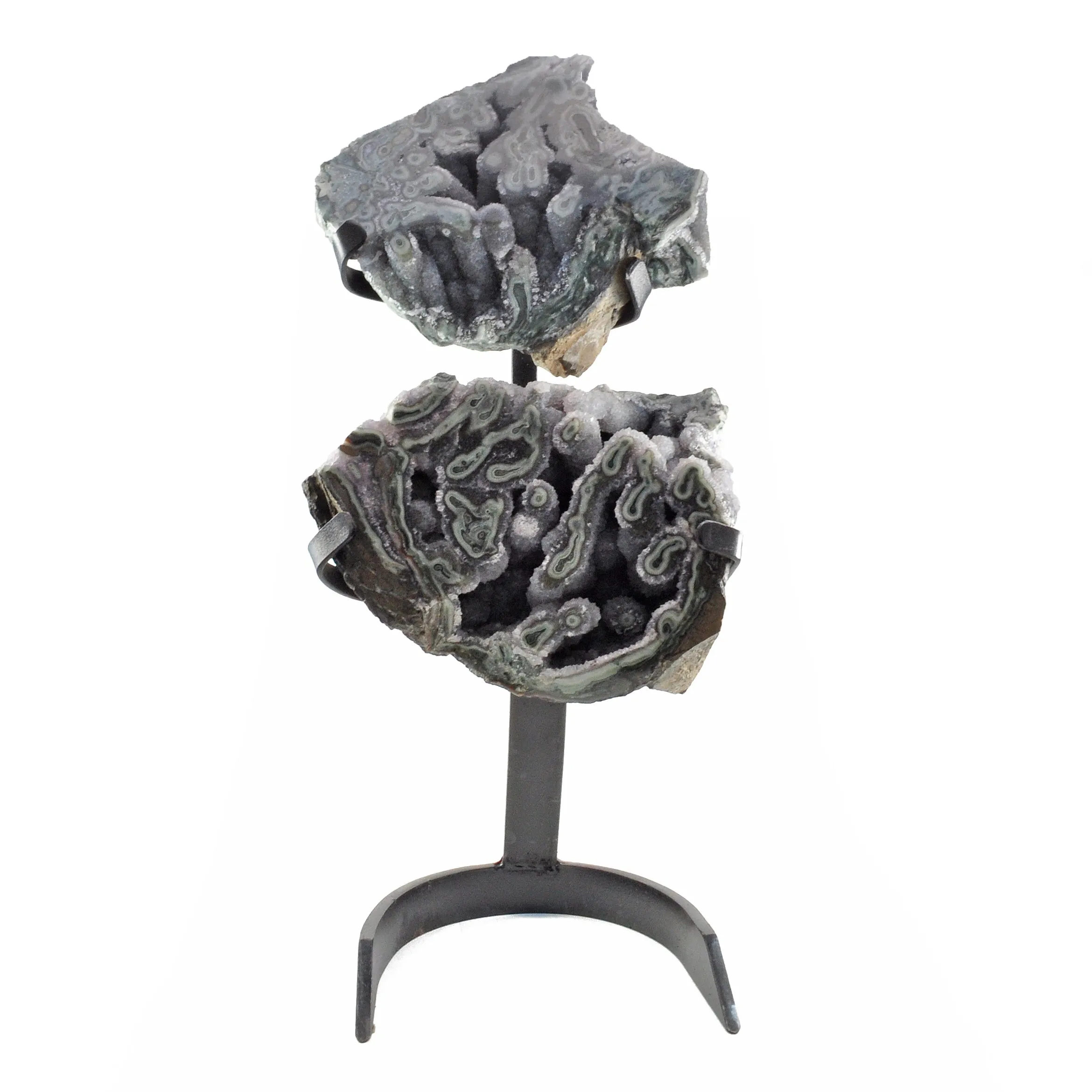 Green "Amethyst" 16.5 inch 9 lbs Partial Polished Stalactite with Stand - Uruguay