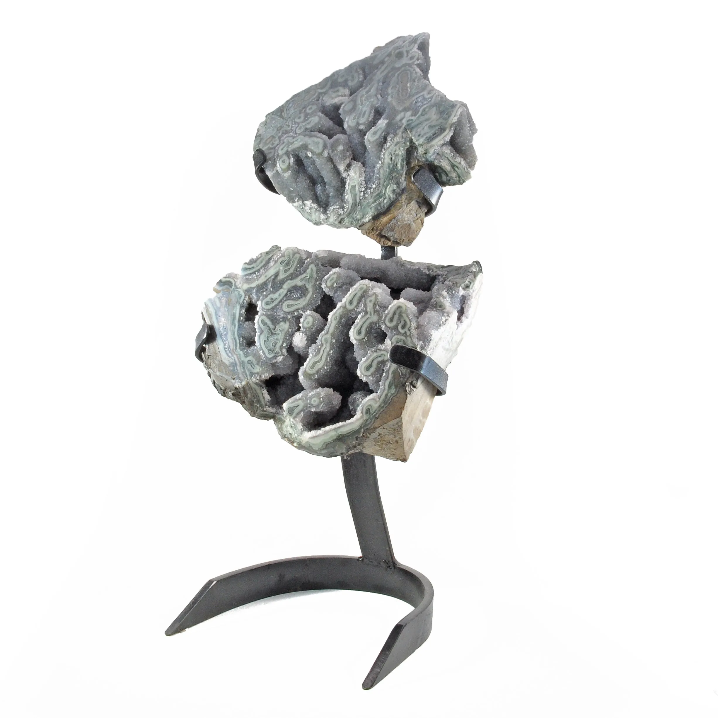 Green "Amethyst" 16.5 inch 9 lbs Partial Polished Stalactite with Stand - Uruguay