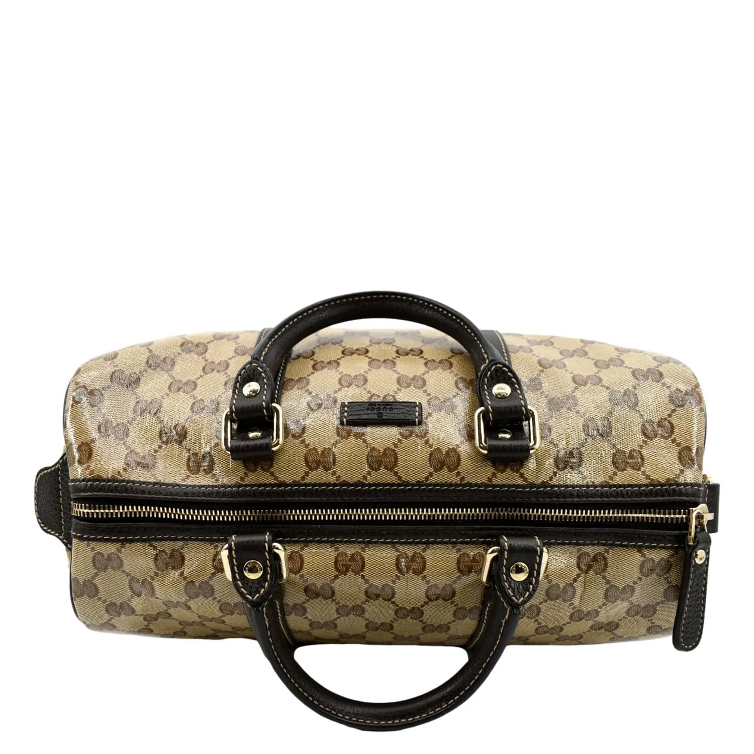 GUCCI Crystal Coated GG Canvas Boston Bag Beige 265697