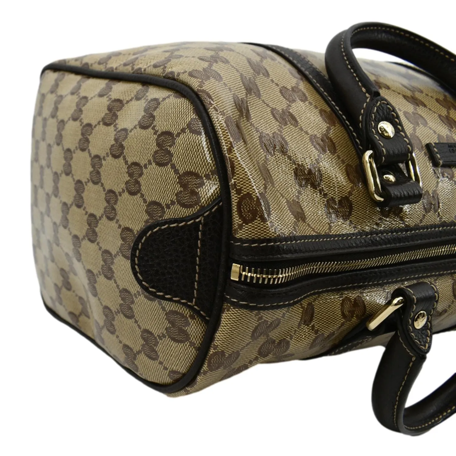 GUCCI Crystal Coated GG Canvas Boston Bag Beige 265697