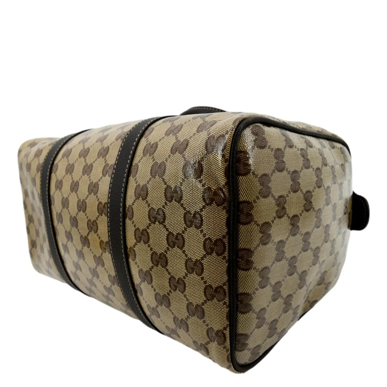 GUCCI Crystal Coated GG Canvas Boston Bag Beige 265697