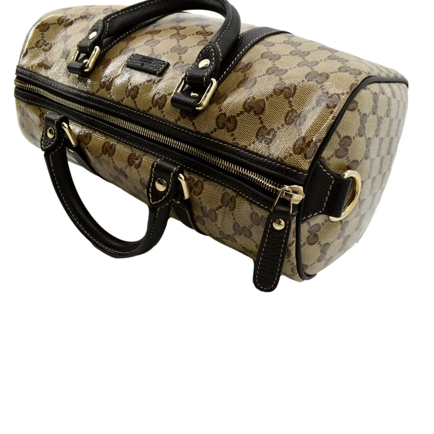 GUCCI Crystal Coated GG Canvas Boston Bag Beige 265697
