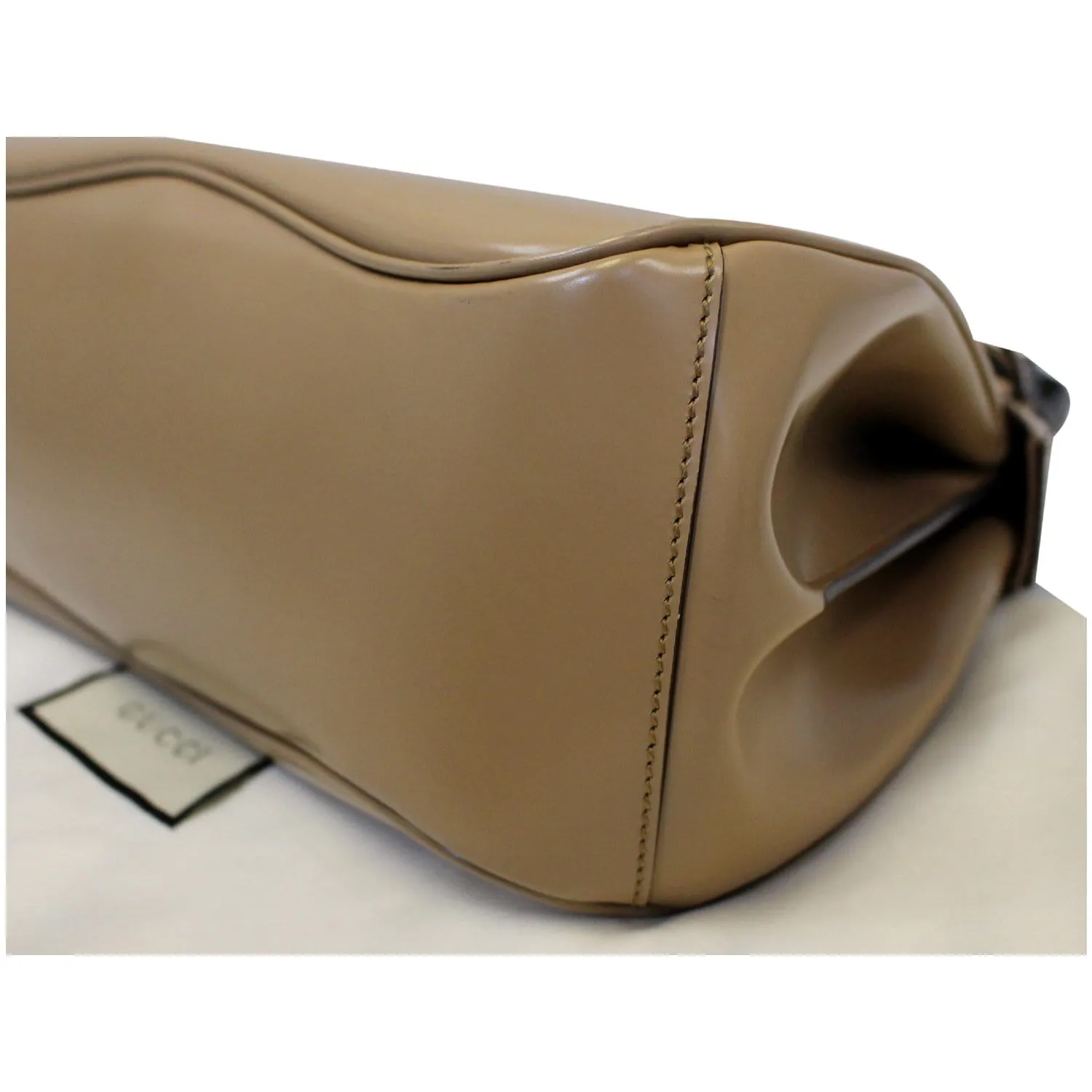 GUCCI Lady Lock Calfskin Bamboo Top Handle Bag Beige 331830