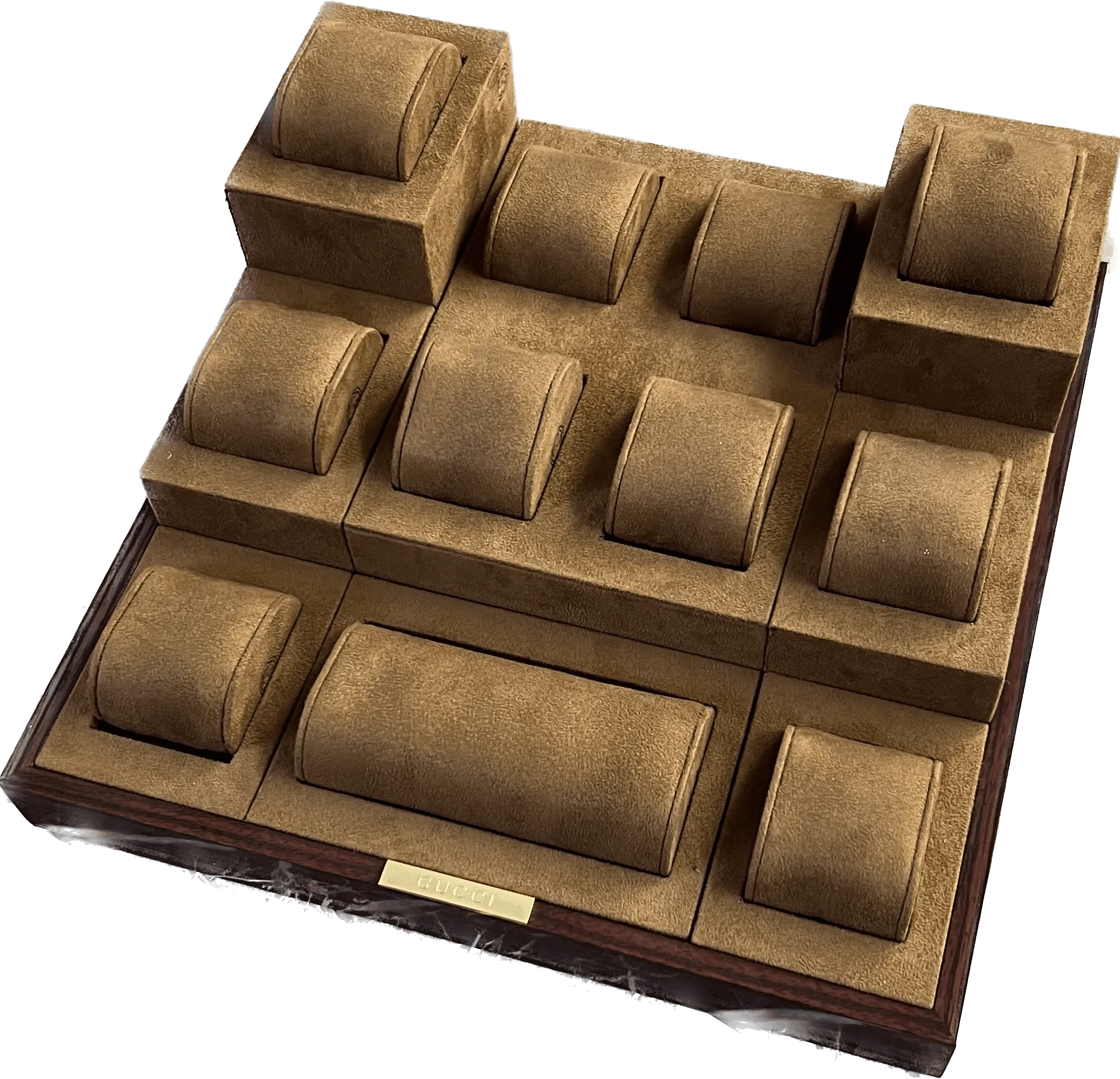 Gucci modular display for watches with lacquered wood tray