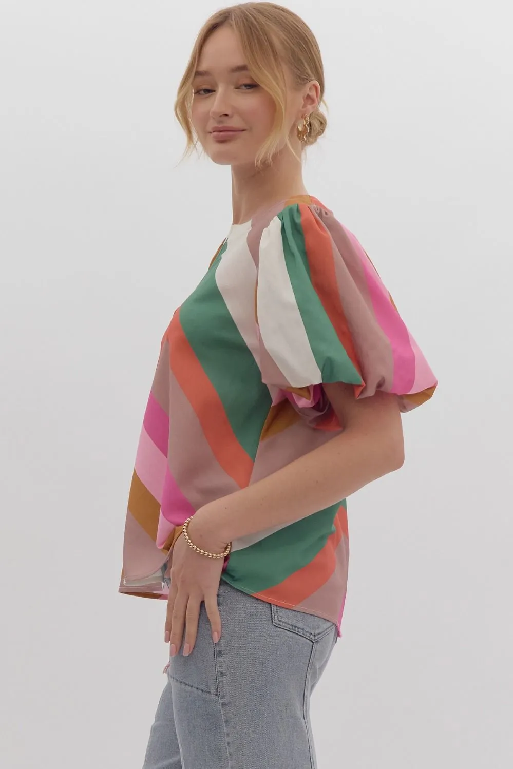 Hazel Blues® |  Multi Strive Balloon Sleeve Top