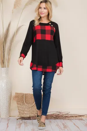 HC - Red Plaid Lightweight Longsleeve/Black - FINAL SALE