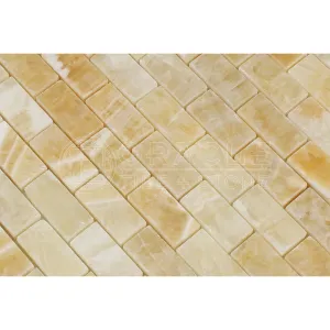 Honey Onyx 1 X 2 Brick Mosaic Tile, Polished