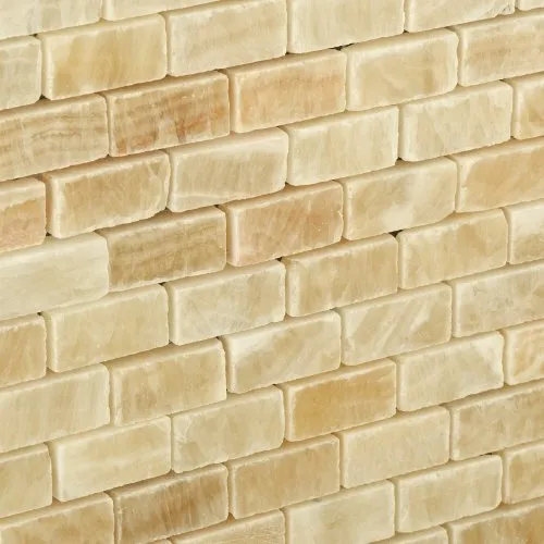 Honey Onyx Mini Brick Mosaic Tile, Polished - Box of 5 sq. ft.