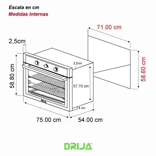 Horno Empotrable a Gas Roma 76