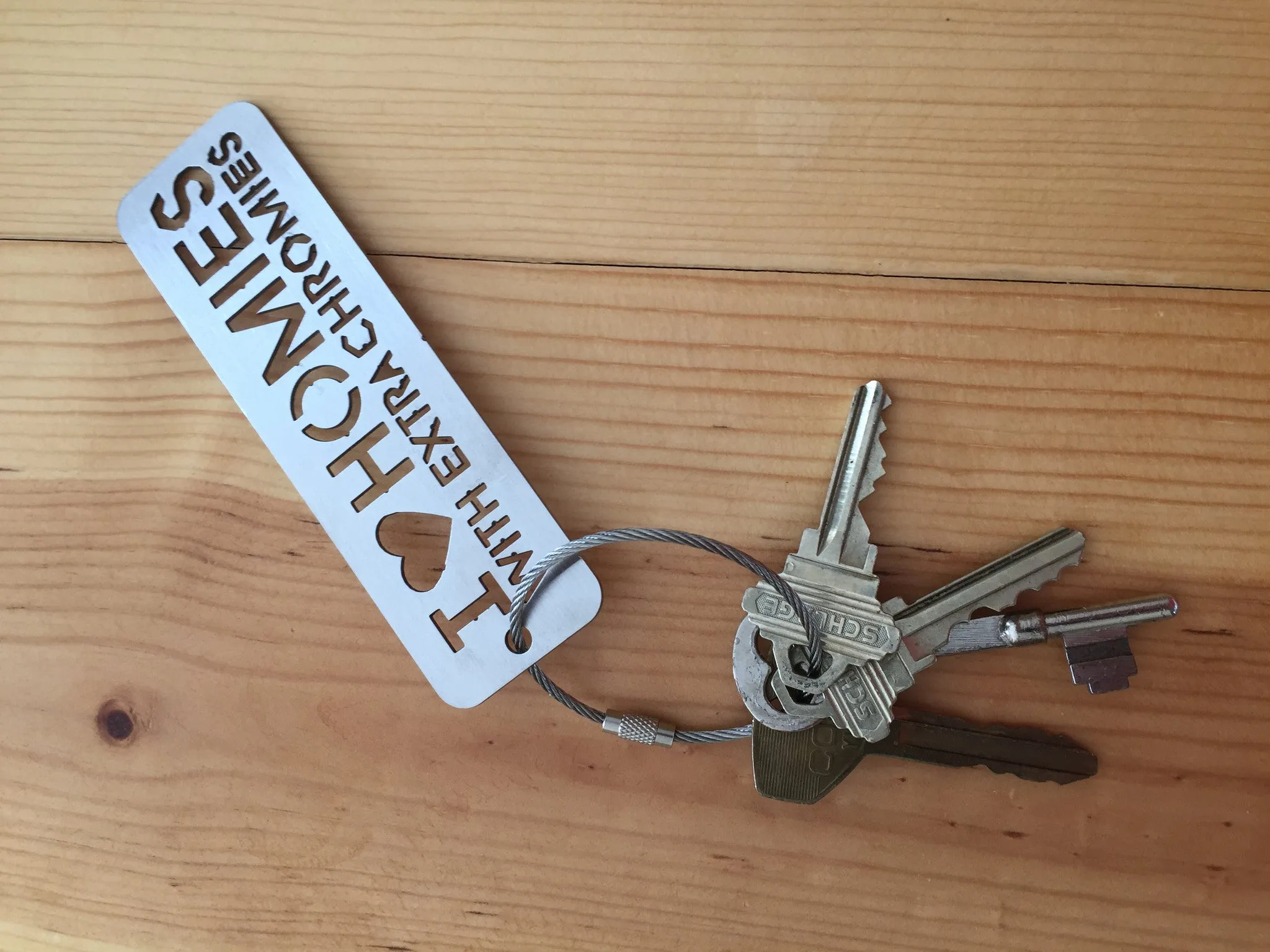 I Love Homies with Extra Chromies&reg; Stainless Steel Key Chain - 2 sizes