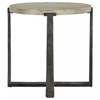 Industrial Round End Table with Pewter Legs