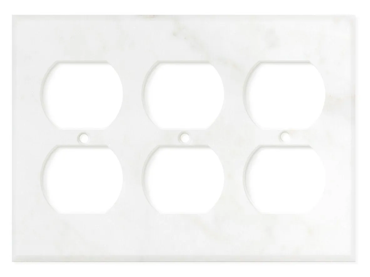 Italian Calacatta Gold Marble Switch Plate Cover, Polished (3 DUPLEX)