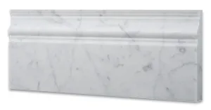 Italian Carrara White Marble Polished 5 X 12 Baseboard - 4" Sample