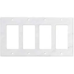 Italian Carrara White Marble Switch Plate Cover, Polished (4 ROCKER)