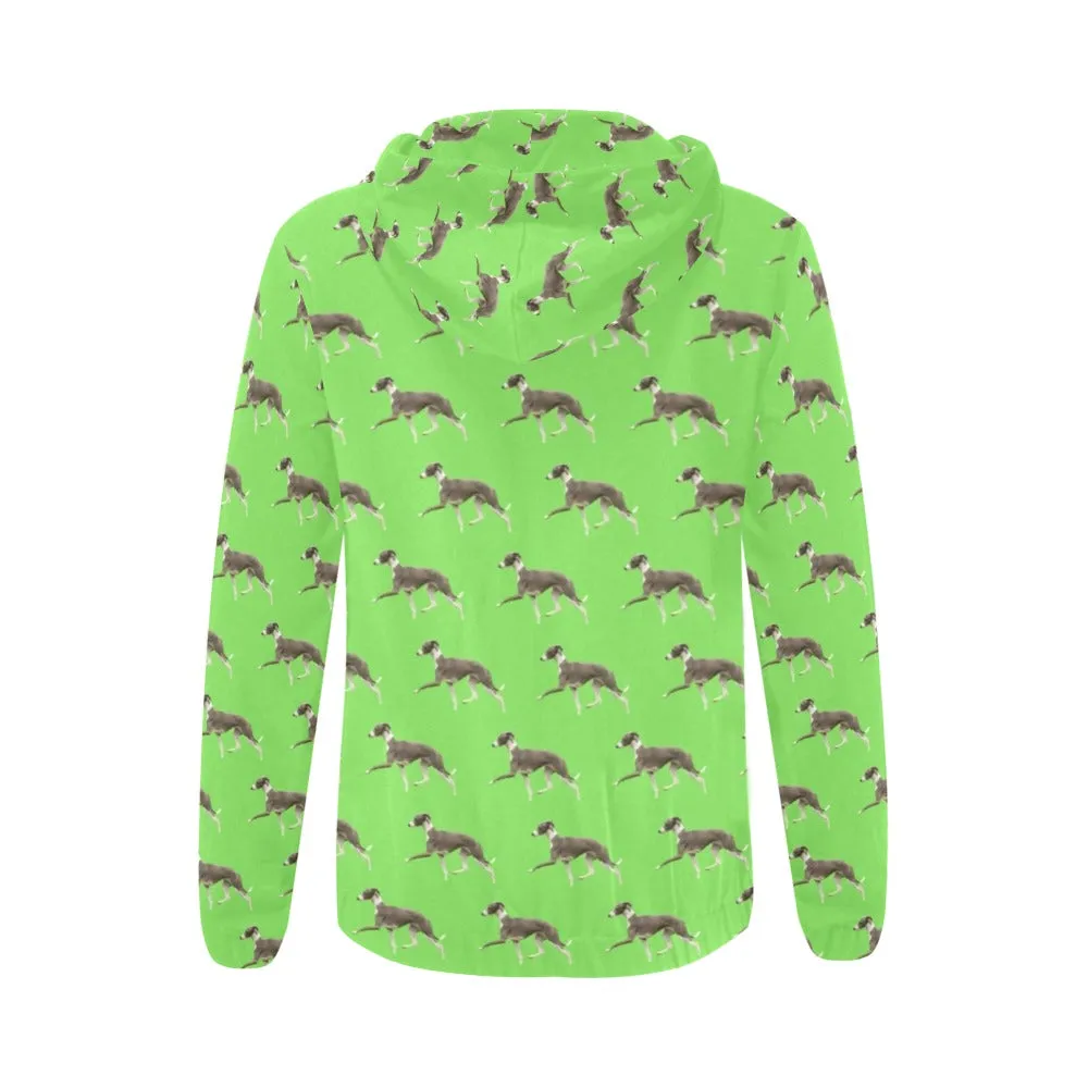Italian Greyhound Zip Up Hoodie - Green