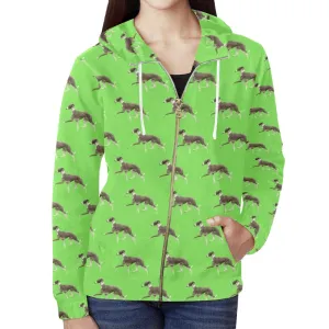 Italian Greyhound Zip Up Hoodie - Green