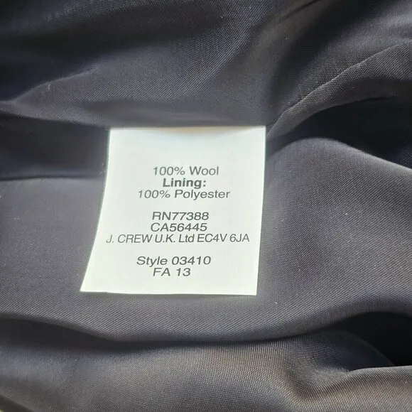 J Crew Black Wool A-Line Short Skirt Sz 8 Chevron Pattern Pocketed Front Panel