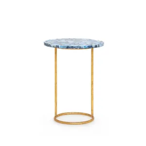 JAYSON SIDE TABLE, BLUE AND GOLD LEAF