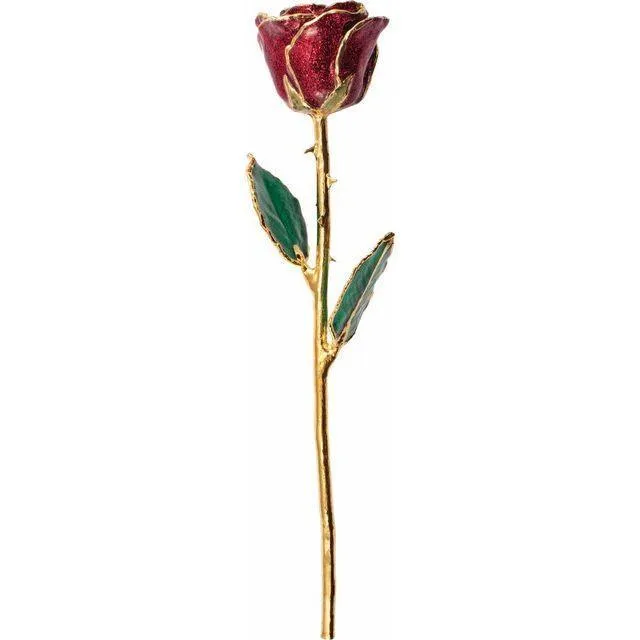 JDSP 61-9109 Lacquered Ruby Colored Sparkle Rose with Gold Trim