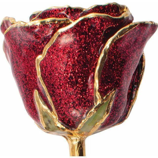 JDSP 61-9109 Lacquered Ruby Colored Sparkle Rose with Gold Trim