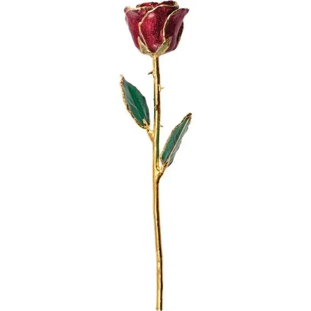 JDSP 61-9109  Lacquered Ruby Colored Sparkle Rose with Gold Trim