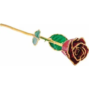JDSP 61-9109 Lacquered Ruby Colored Sparkle Rose with Gold Trim