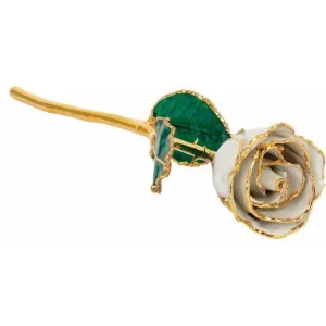 JDSP61-9087 - Lacquered Pearl Colored Rose with Gold Trim
