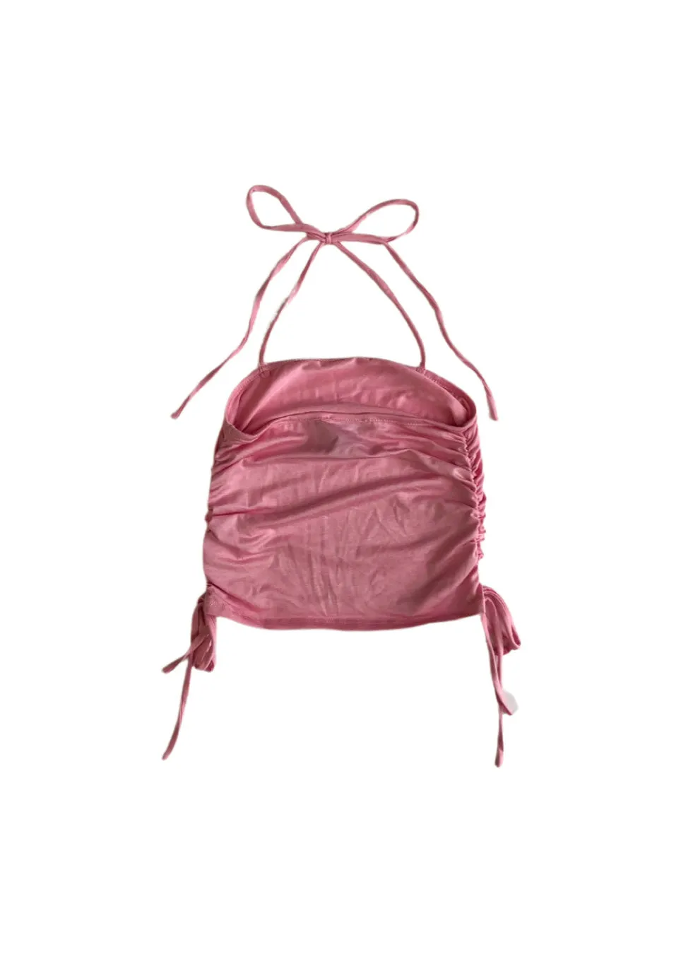 Jean Side Ruching Crop Top - Pink