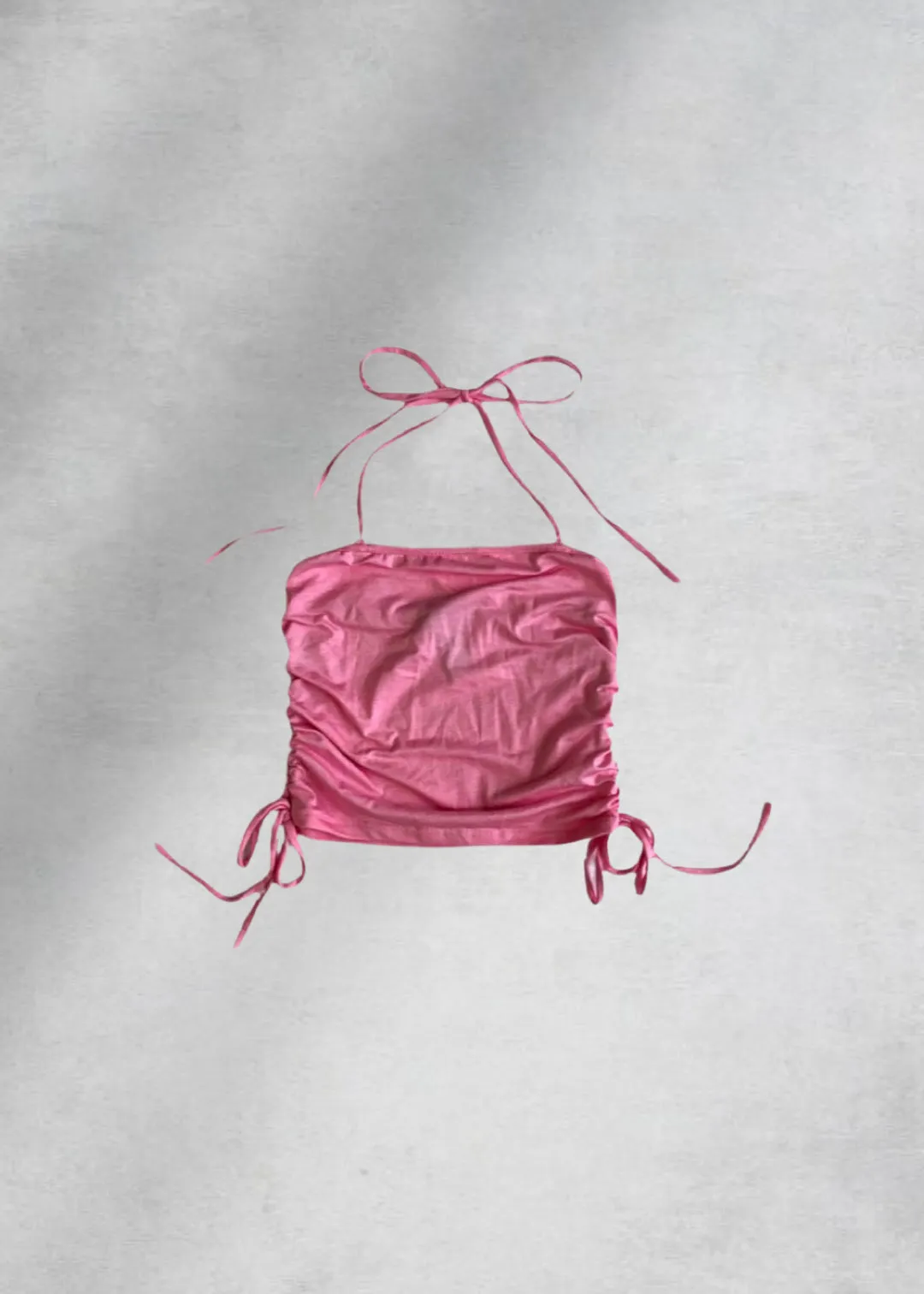 Jean Side Ruching Crop Top - Pink