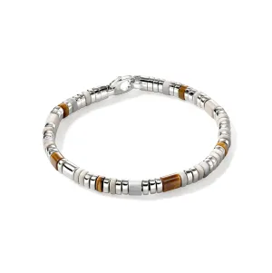 John Hardy Colorblock Slim Sterling Silver Brown Tiger Eye and Howlite Bracelet