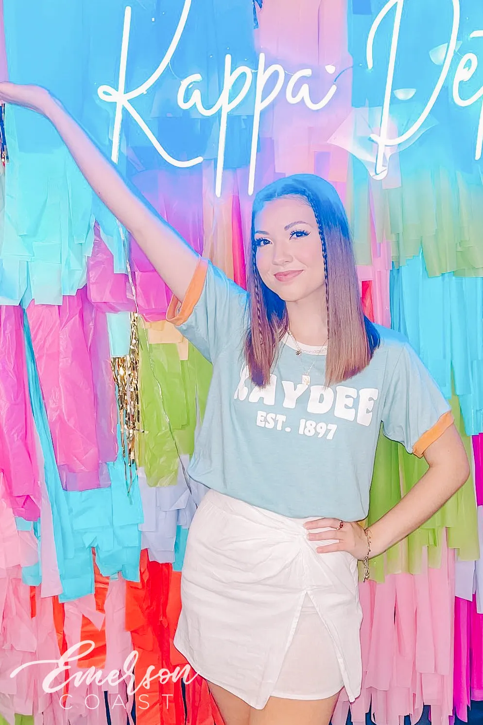Kappa Delta Light Blue Recruitment Ringer Tee