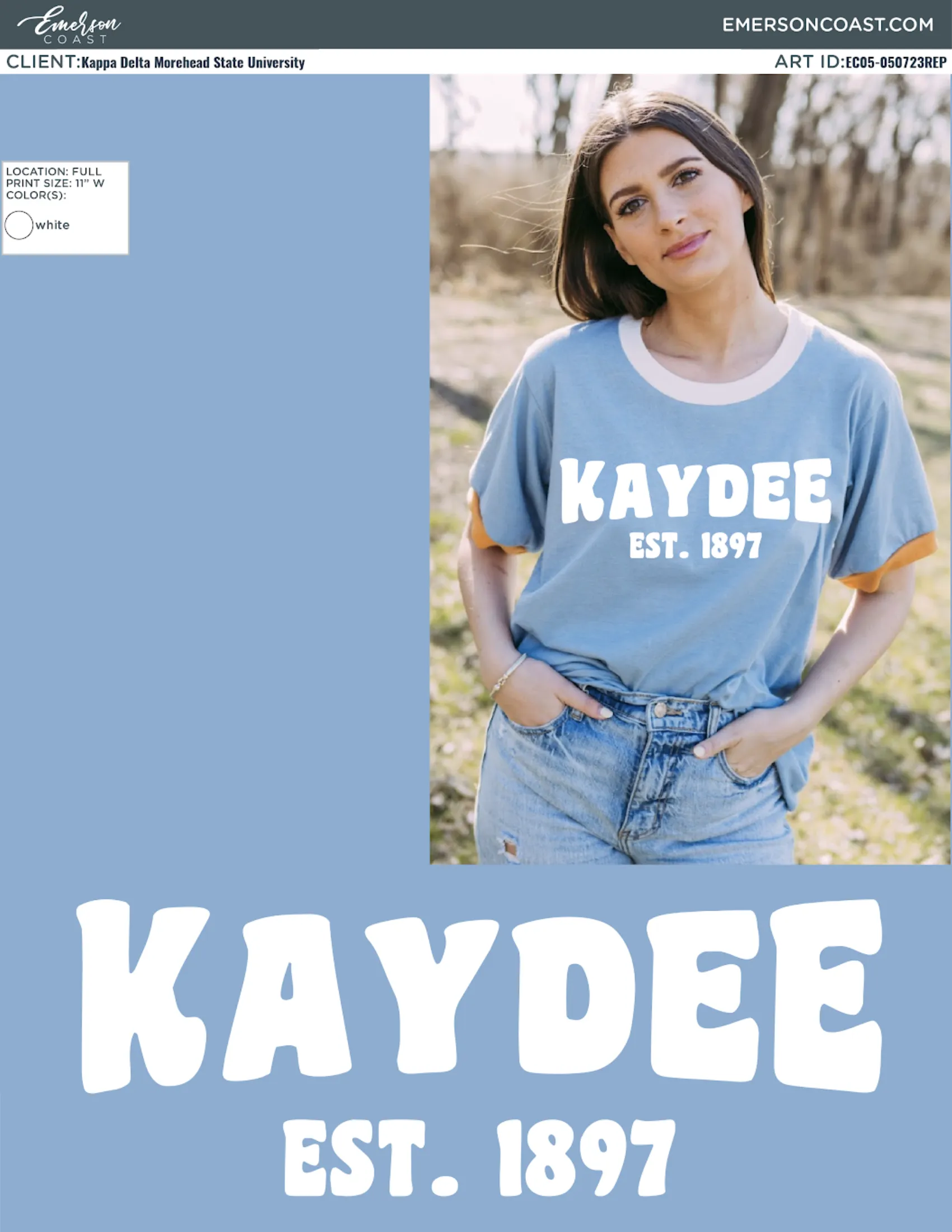 Kappa Delta Light Blue Recruitment Ringer Tee