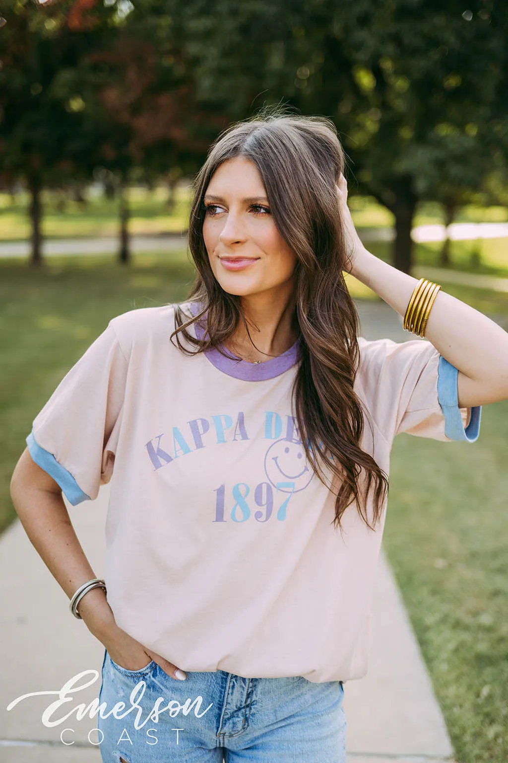 Kappa Delta PR Smiley Colorblock Ringer Tee